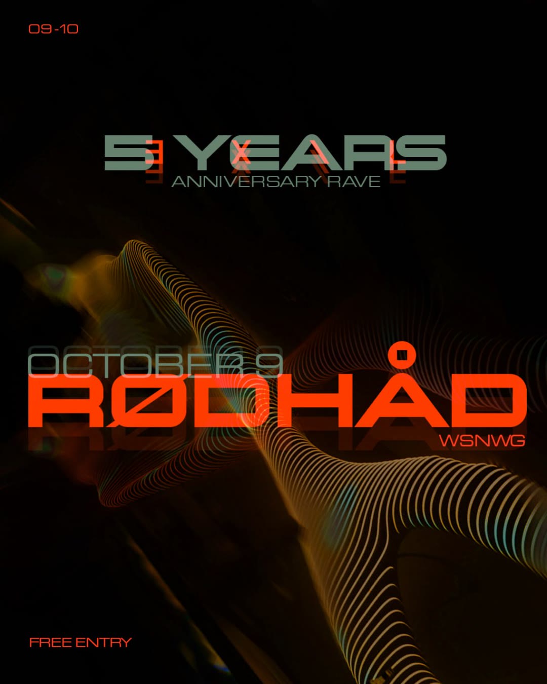5 Years Anniversary Rave — Rødhåd flyer